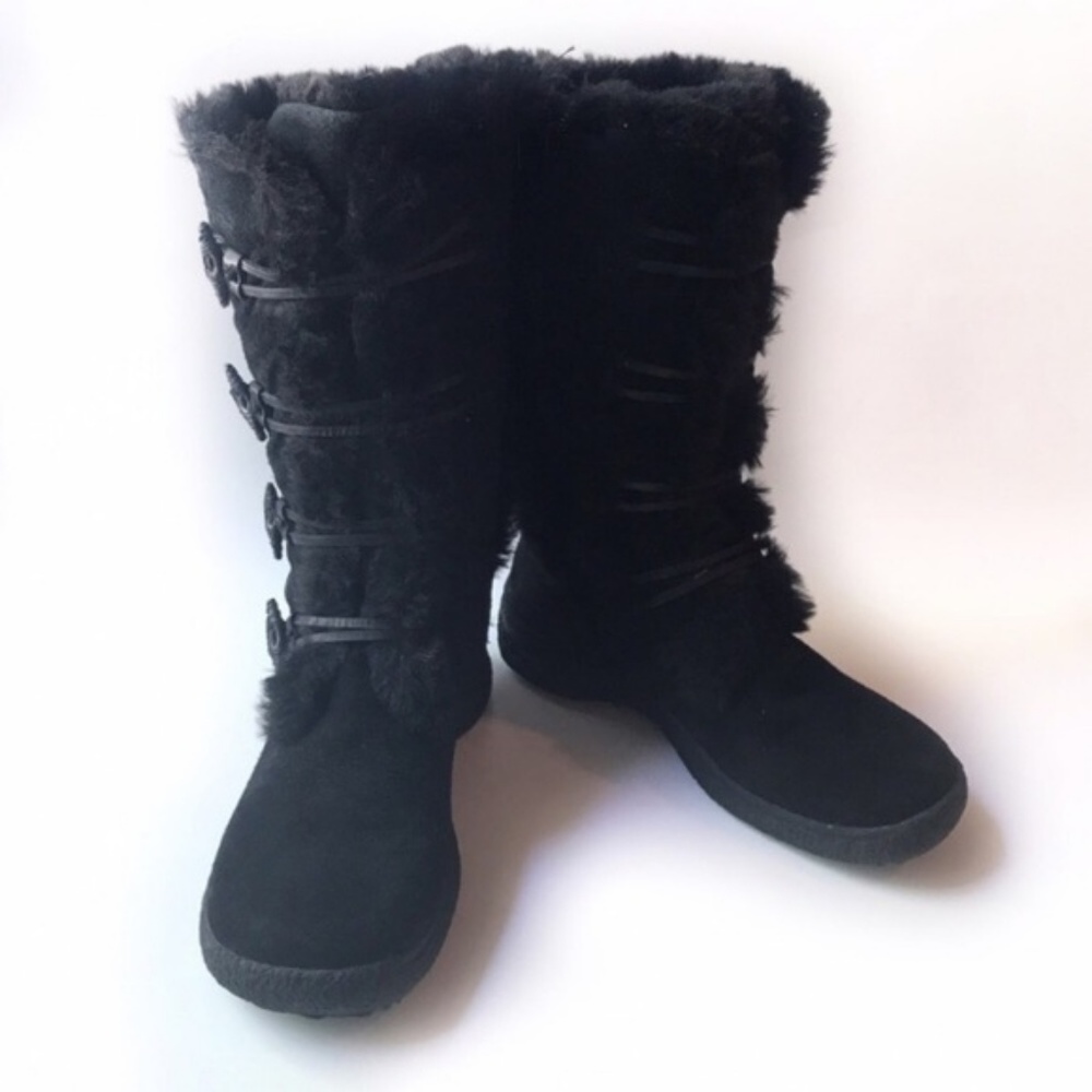Earth Origins Leather Boot with Faux Fur Trim